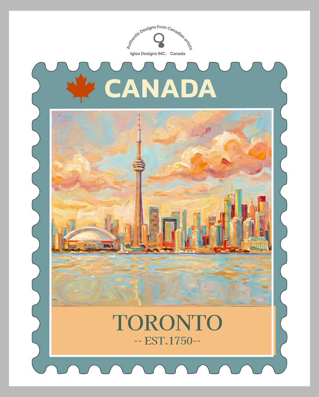 t0302 CN Tower Oil Painting