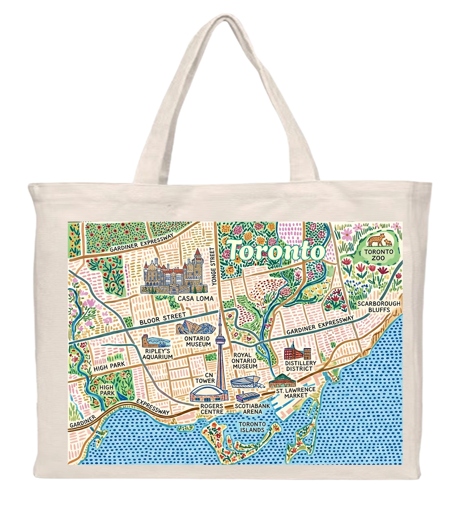 t1003 Green Map Large Tote