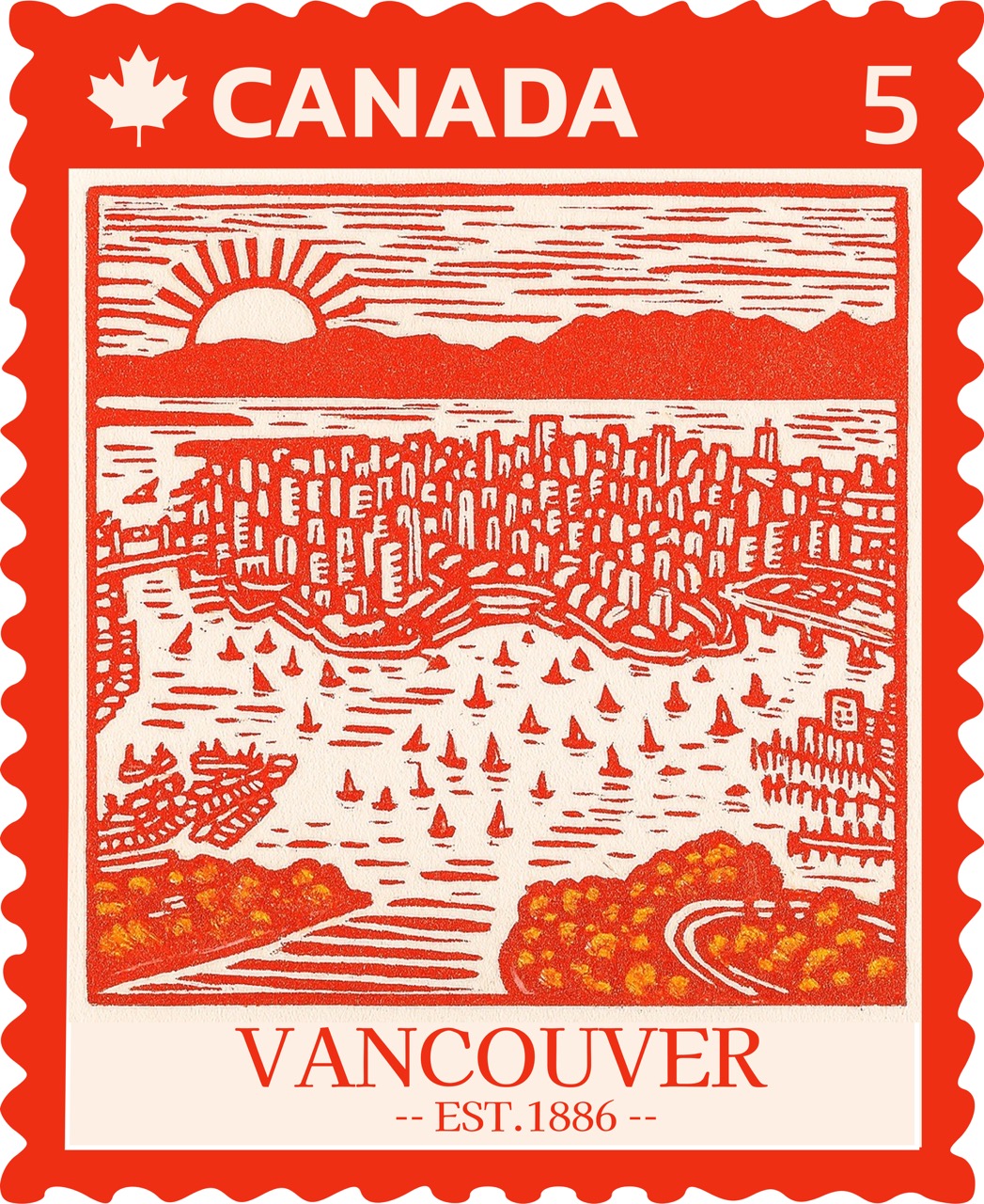 v0905 Woodcut Panoramic View